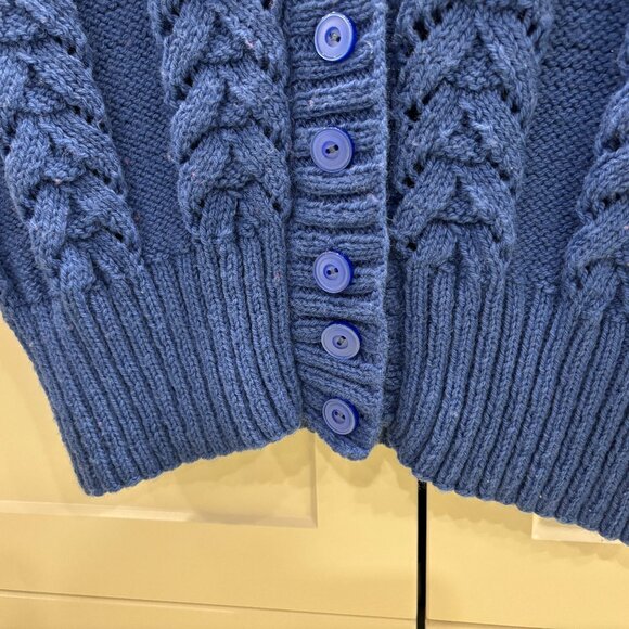VTG Cozy Blue Cable Knit Button-Front Sweater Vest  Classic Chunky Knit Layer - Picture 4 of 10
